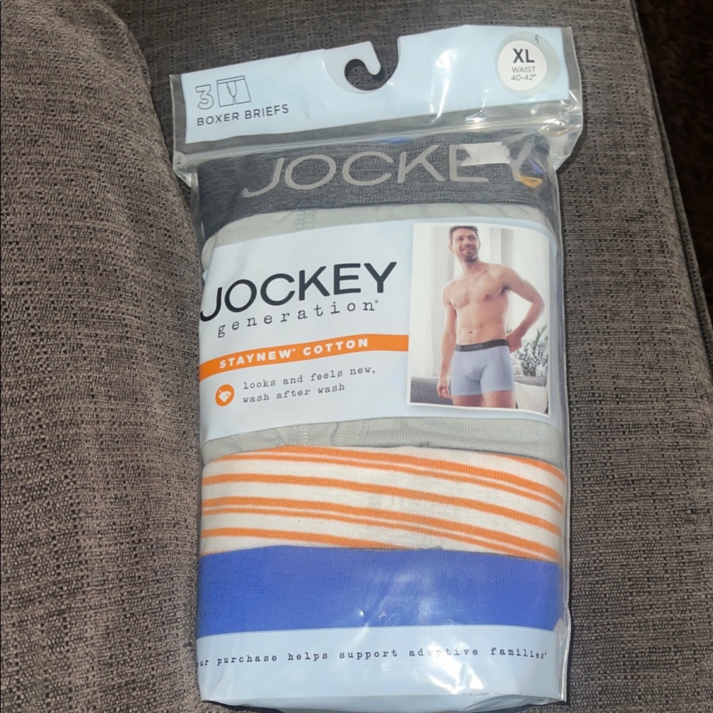 Jockey Men's Boxer Briefs - Gray, Orange, Blue Stripes
